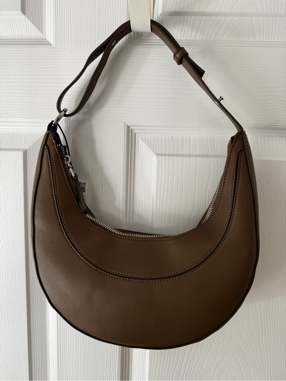 NWT MANGO Brown Crescent Shoulder Bag Hobo Purse
